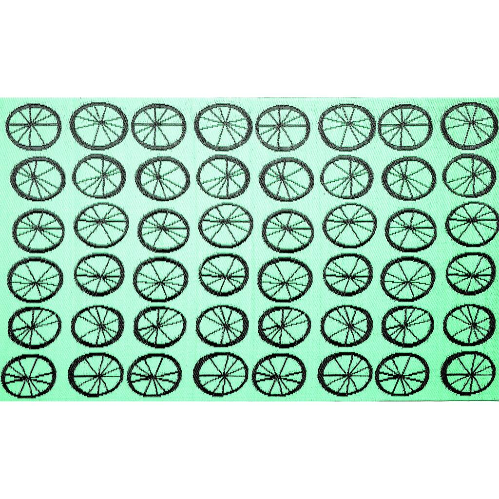 b.b.begonia Locomotive Reversible Design Sea Green and Black Outdoor Area Rug - 4' x 6'