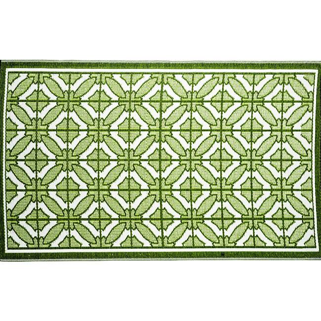 b.b.begonia Bali Reversible Design Green and White Outdoor Area Rug - 5' x 8'