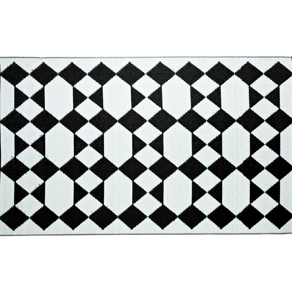 b.b.begonia Monte Carlo Reversible Design Black and White Outdoor Area Rug