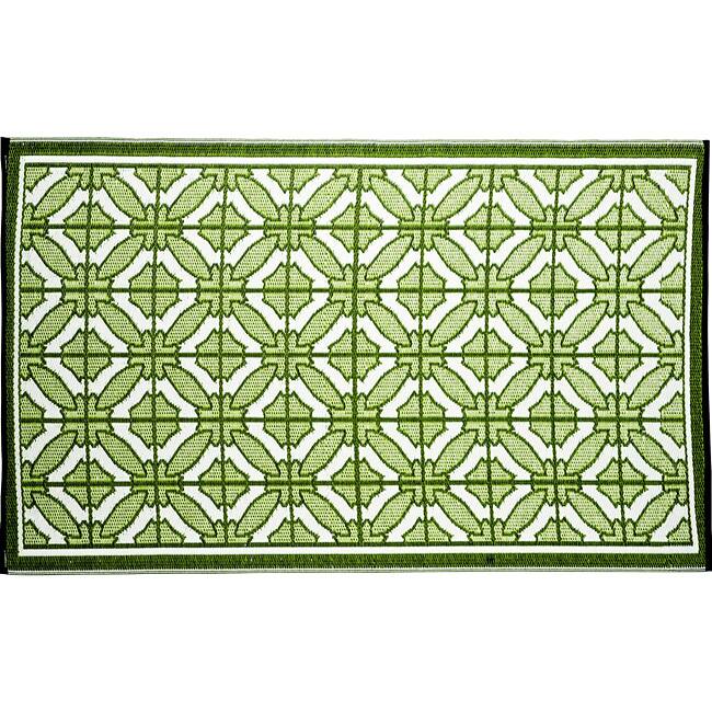 b.b.begonia Bali Reversible Design Green and White Outdoor Area Rug - 6' x 9'