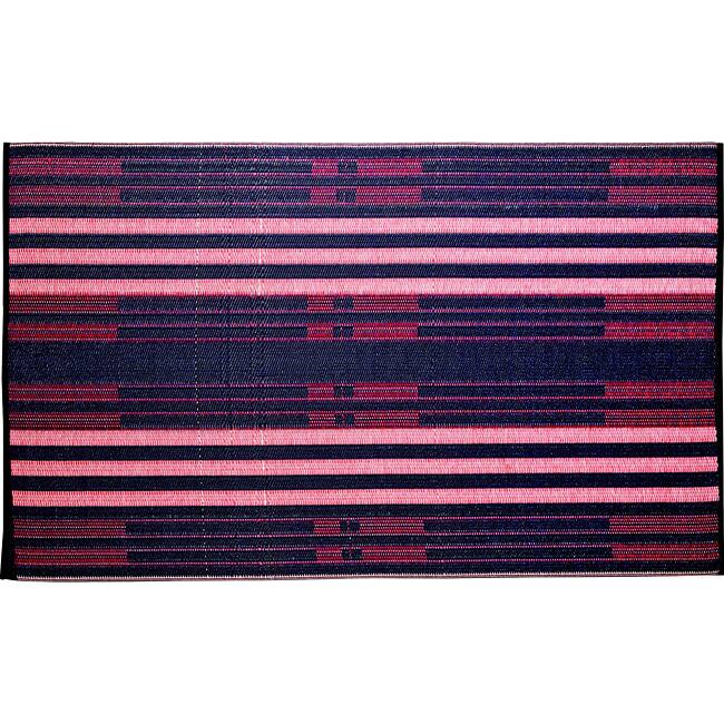 b.b.begonia Brick Lane Reversible Design Blue and Red Outdoor Area Rug - 5' x 8'