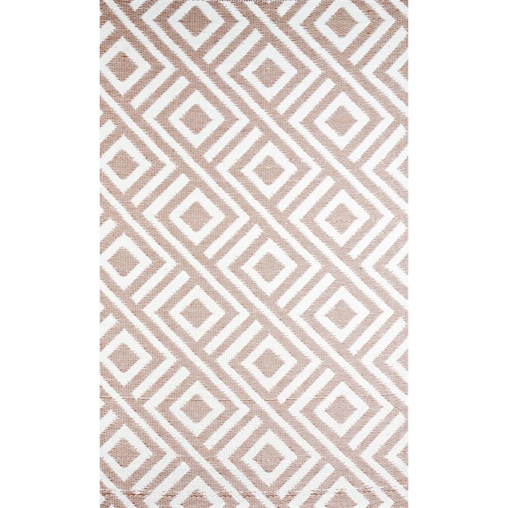 b.b.begonia Malibu Contemporary Reversible Design Beige and White Outdoor Area Rug
