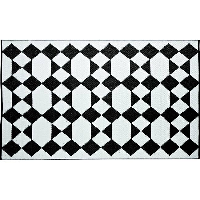 b.b.begonia Monte Carlo Reversible Design Black and White Outdoor Area Rug - 5' x 8'