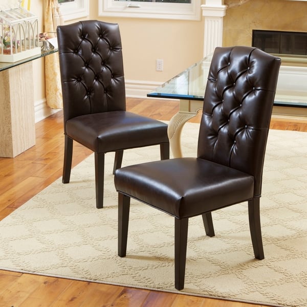 Crown Top Leather Dining Chair Furniture triedcustoms Dining Room