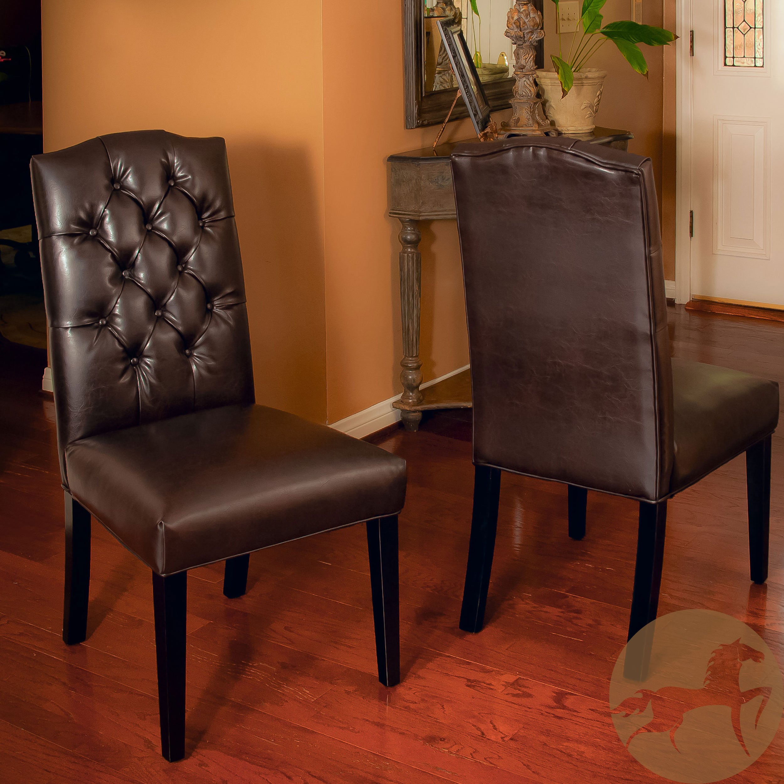 Christopher Knight Home Crown Top Leather Tufted Dining Chairs (set Of 2)