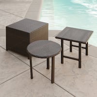 Shop Weston Outdoor Wicker Side Table with Glass Top by Christopher