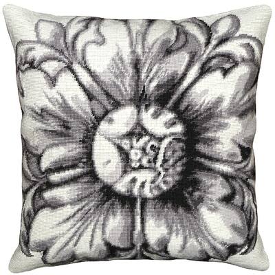 Black Rosette Needlepoint Pillow