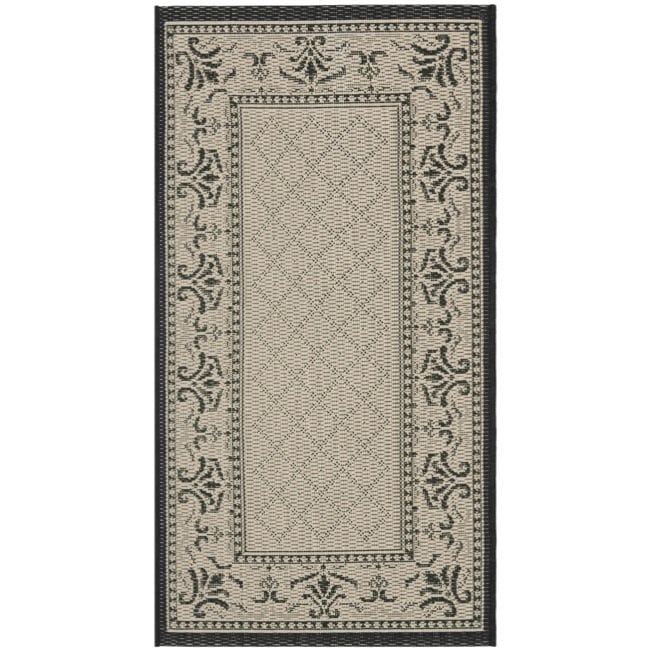 Poolside Sand/black Synthetic Fiber Indoor/outdoor Rug (2 X 37)