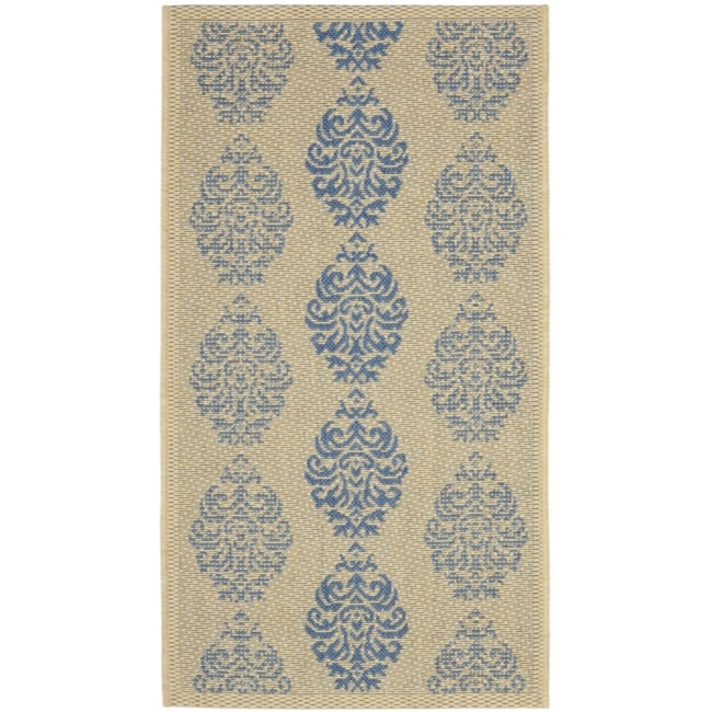 Poolside Natural/ Blue Indoor/ Outdoor Rug (2 X 37)