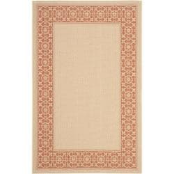 Poolside Cream/ Terracotta Indoor/ Outdoor Rug (4' x 5'7) Safavieh 3x5   4x6 Rugs