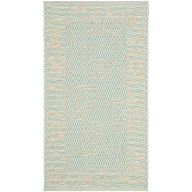 Poolside Border Aqua/cream Indoor/outdoor Rug (2 X 37)