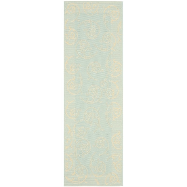 Poolside Aqua/ Cream Indoor/ Outdoor Rug (23 X 67)