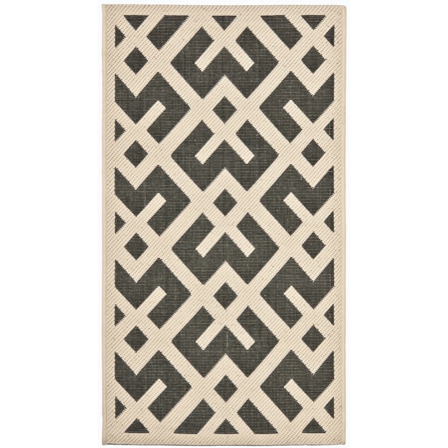 Power loomed Poolside Black/beige Indoor/outdoor Rug (2 X 37)