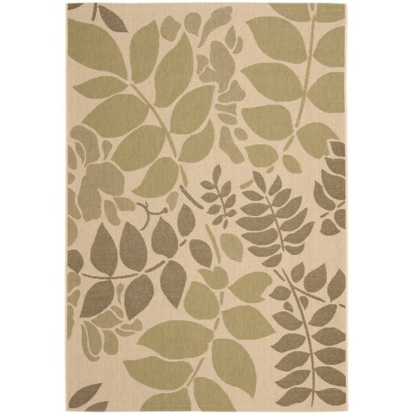 Safavieh Poolside Cream/ Green Indoor/ Outdoor Rug - 8' X 11'