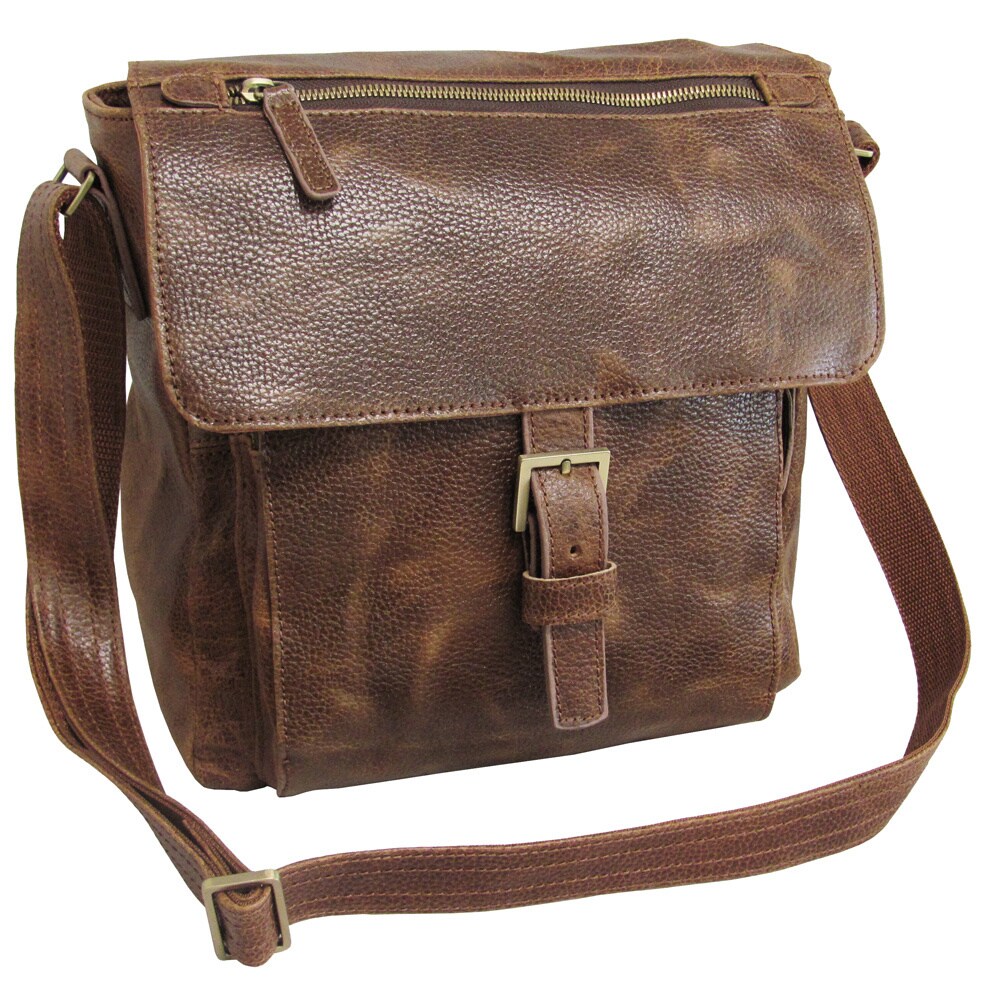 Shop Amerileather Brown Finn Messenger Bag - Free Shipping Today ...