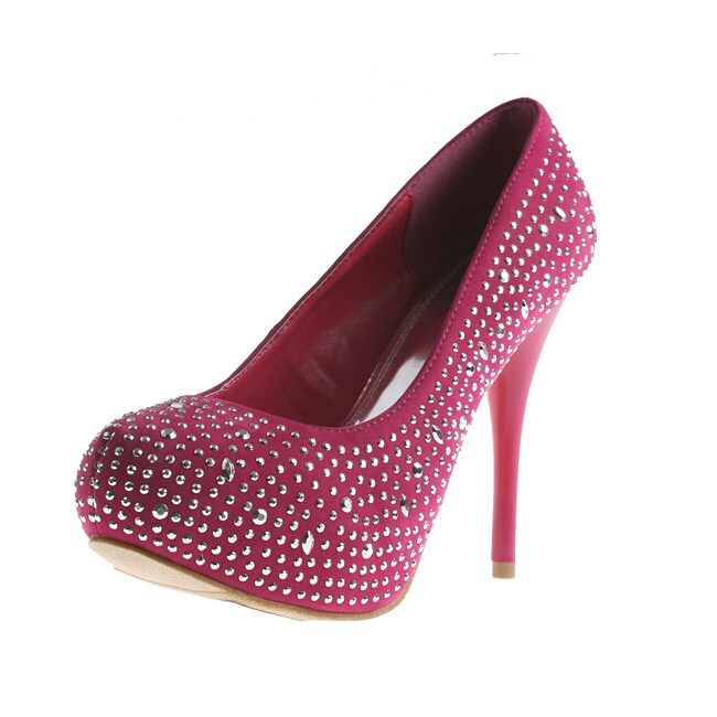 Refresh by Beston Women's 'Alyssa-03' Fuchsia Rhinestone Pumps ...