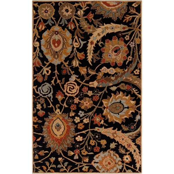 Hand-tufted Kings Bay Black Semi-Worsted New Zealand Wool Area Rug - 9' x 13'