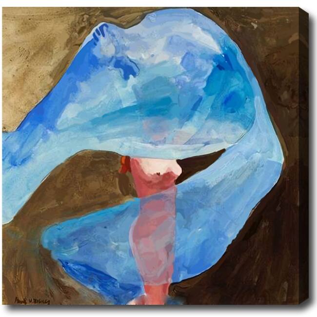 'Blue Veil' Abstract Oil on Canvas Art - Multi