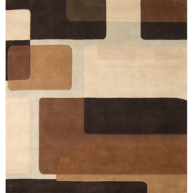 Alliyah Handmade Brown New Zealand Blend Wool Rug (8 Square)