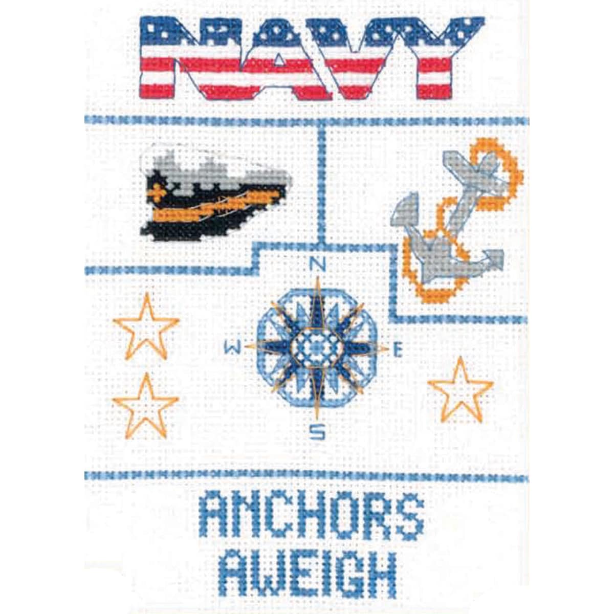 Navy Sampler Mini Counted Cross Stitch Kit 5x7 14 Count