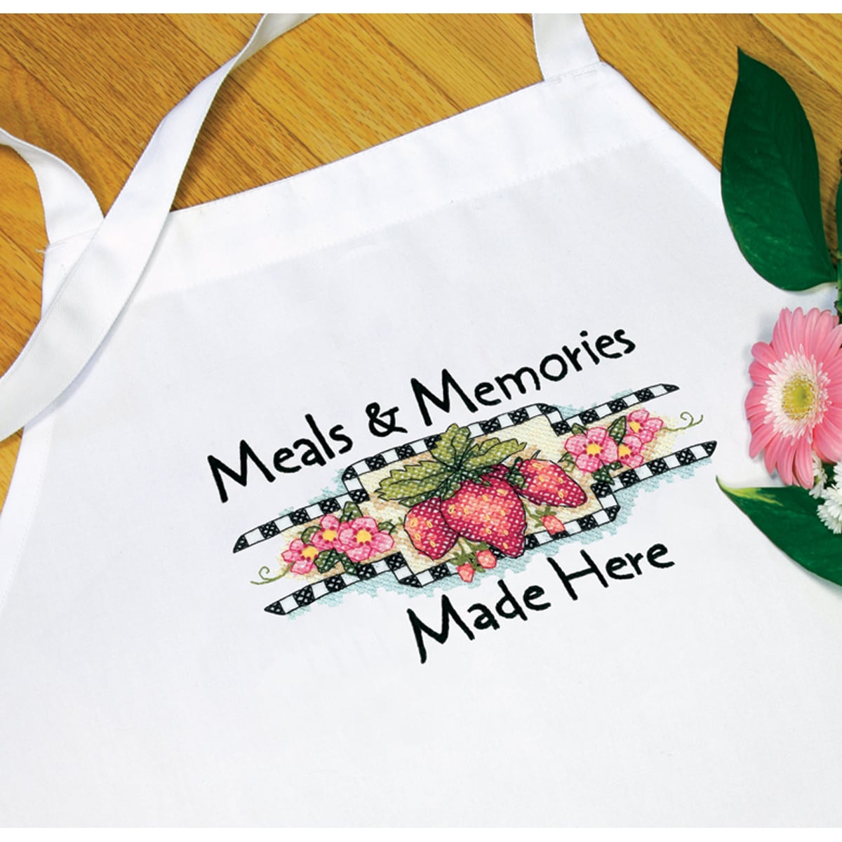 Meals and Memories Apron Stamped Cross Stitch