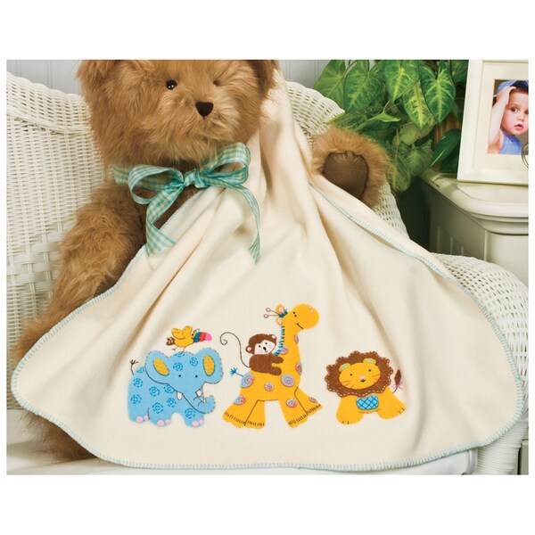 Shop L'il Tots Jungle Animals Fleece Blanket Felt Applique Kit28"X40