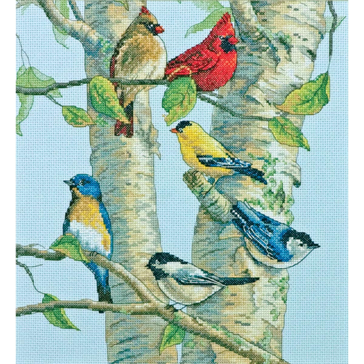 Birch Tree Birds Counted Cross Stitch Kit 11x12