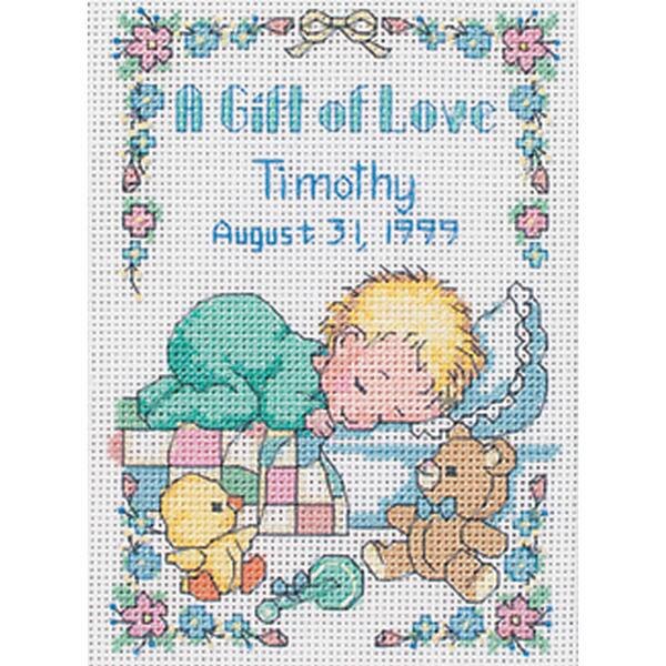 Jiffy A Gift Of Love Birth Record Mini Counted Cross Stitch -5