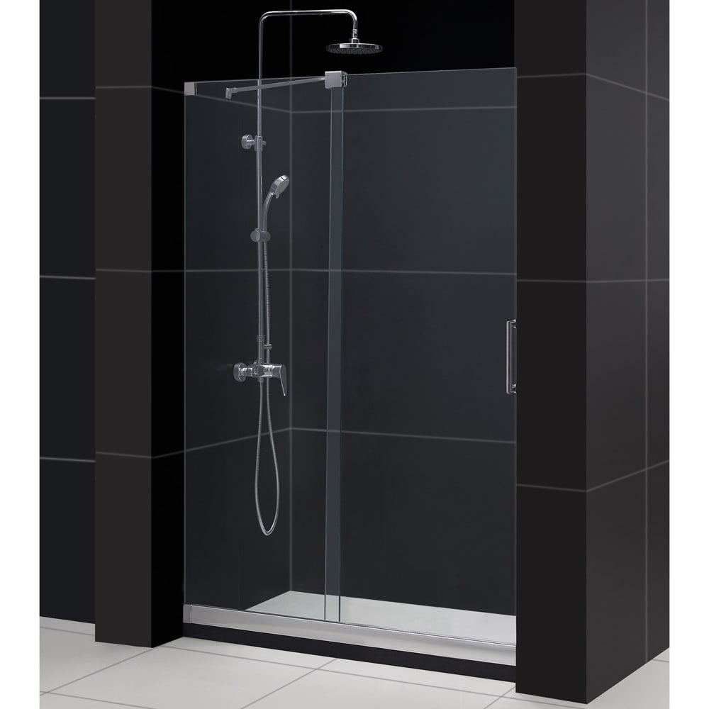 Dreamline Mirage 44 48x72 inch Frameless Sliding Shower Door (Tempered Glass, Aluminum, BrassOptional SlimLine shower base availableIntended use IndoorTempered glass ANSI certifiedAssembly requiredNote If purchasing a separate shower base, be advised th