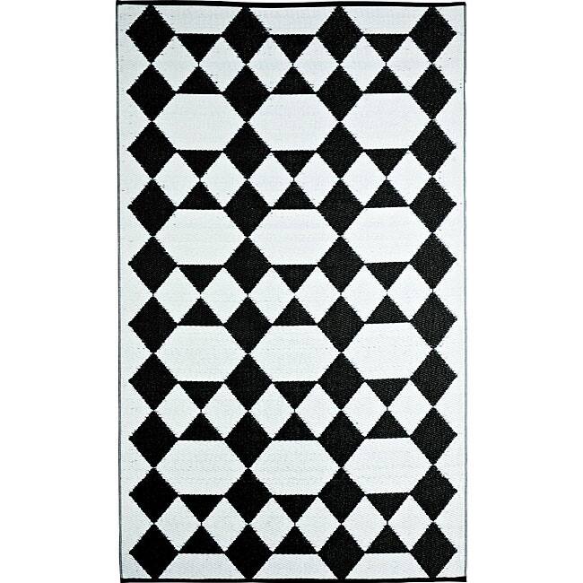 b.b.begonia Monte Carlo Reversible Design Black and White Outdoor Area Rug
