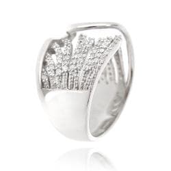 Icz Stonez Silvertone 1 1/2ct TGW Cubic Zirconia Wave Ring ICZ Stonez Cubic Zirconia Rings