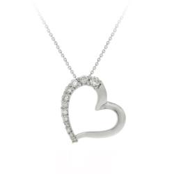 Icz Stonez Sterling Silver 1ct TGW Cubic Zirconia Open Heart Necklace. Opens flyout.