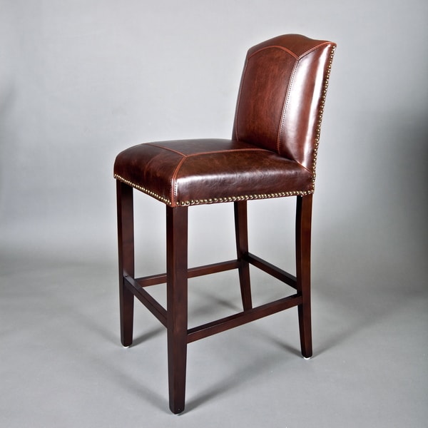 Shop Monroe Leather Bar Stool - Overstock - 6756867