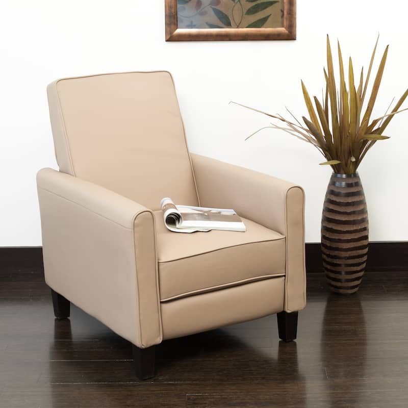 Darvis Black Bonded Leather Recliner Club Chair by Christopher Knight Home