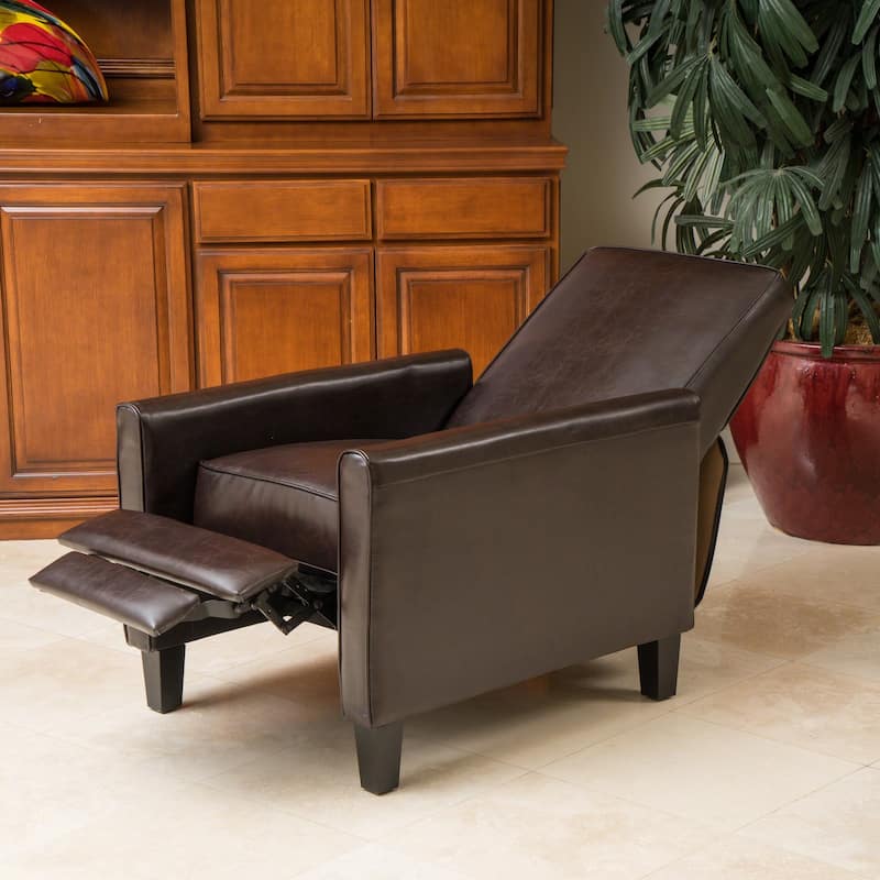 Darvis Black Bonded Leather Recliner Club Chair by Christopher Knight Home - Brown