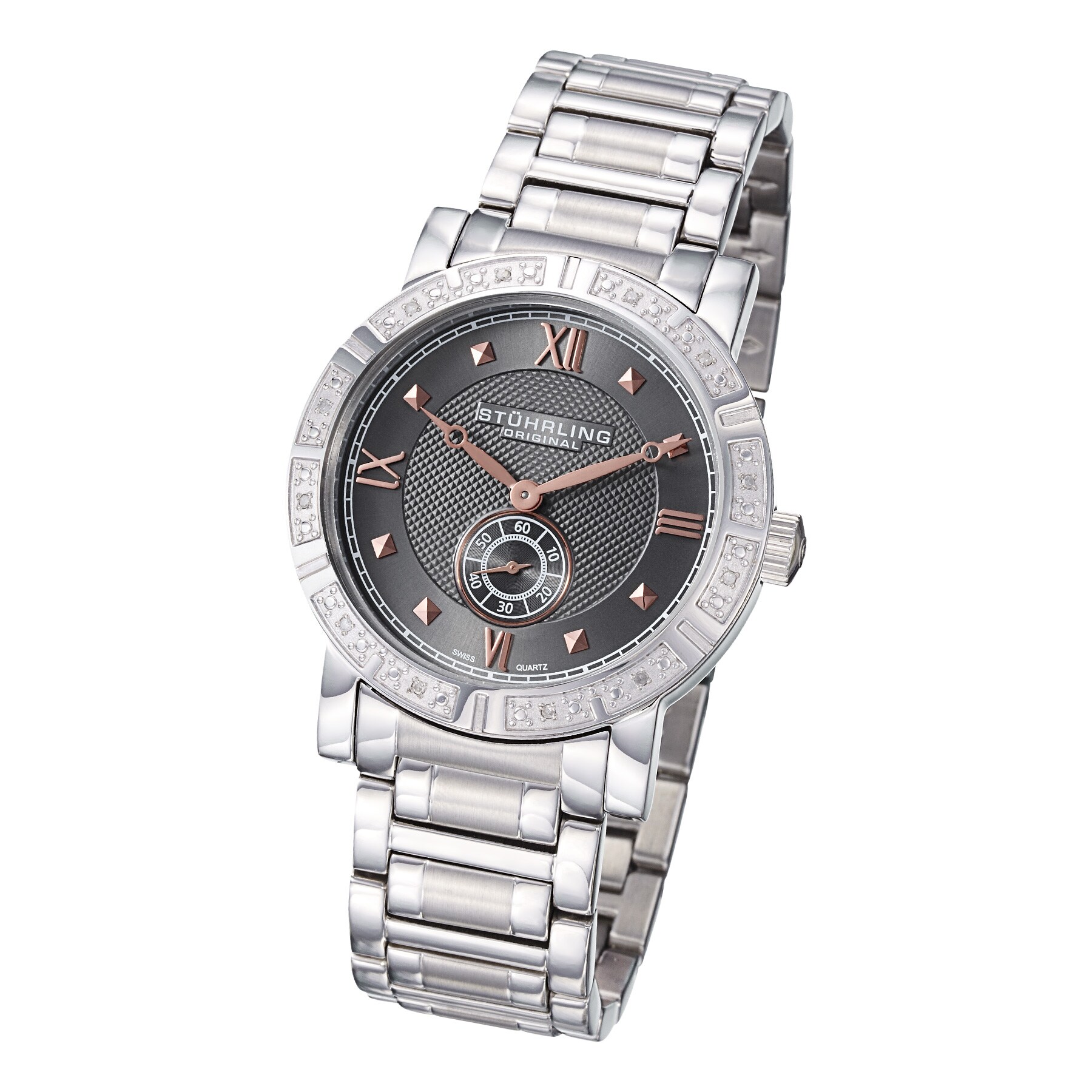 stuhrling original stainless steel gunmetal gray case watch