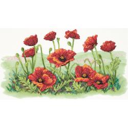 Field Of Poppies Stamped Cross Stitch Kit 16"X10" Dimensions Cross Stitch Kits