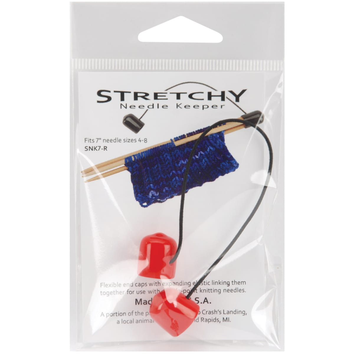 Stretchy Needle Keeper For 7 Double Point Needles red