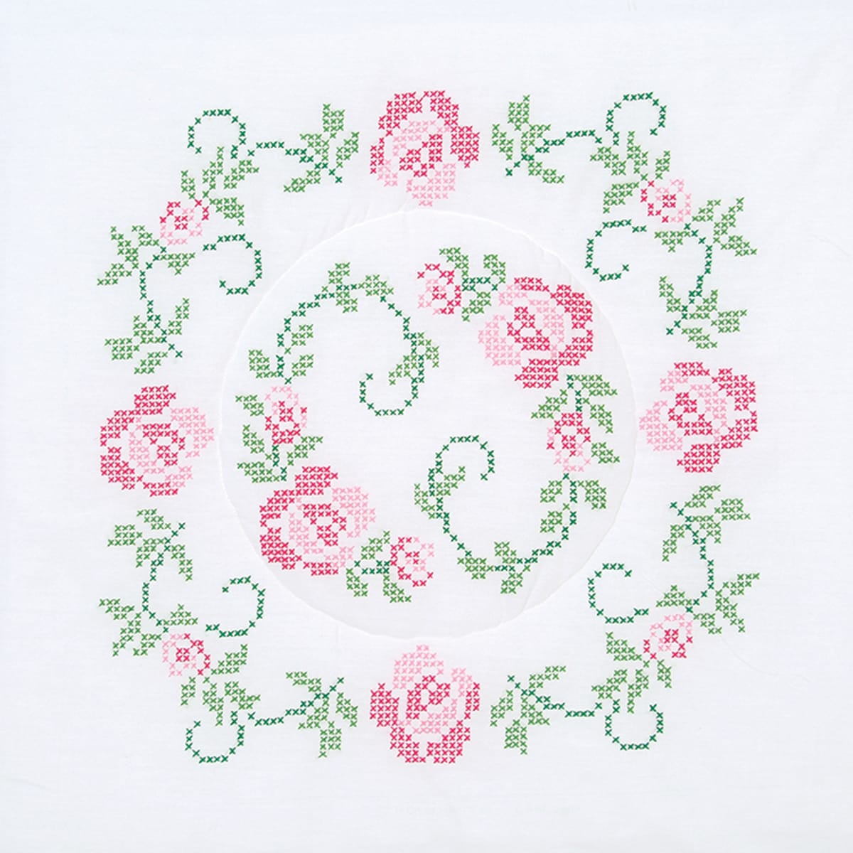 Stamped White Quilt Blocks 18x18 6/pkg xxx Circle Of Roses