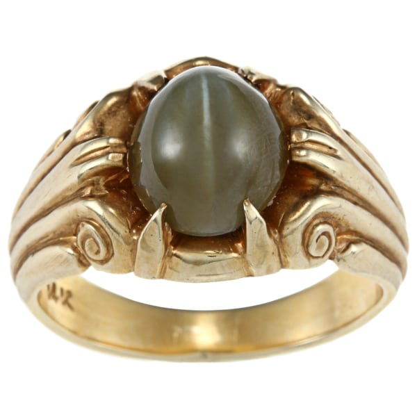 Shop Pre-owned 14K Yellow Gold Cats Eye Estate Ring ...