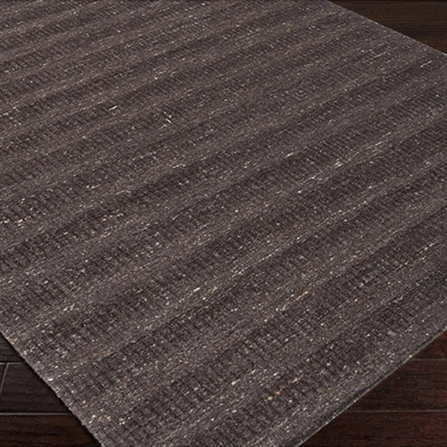 Hand crafted Solid Brown Caparo Street Wool Rug (9 X 13)