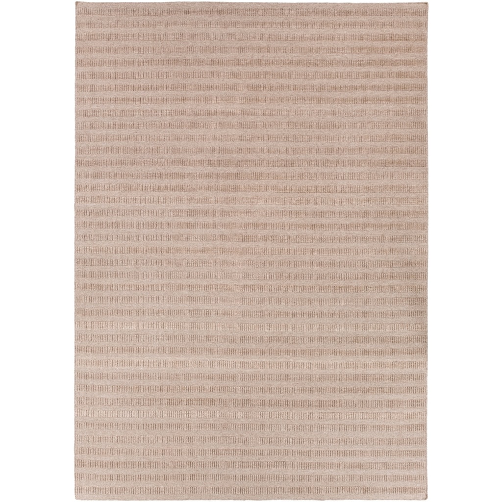 Hand-crafted Solid Beige Caparo Street Wool Area Rug - 9' x 13'