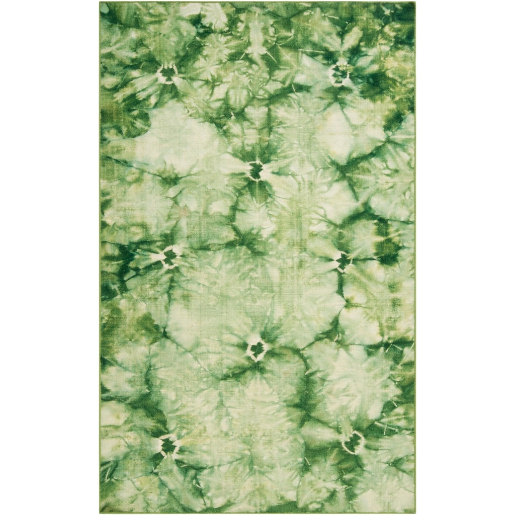 Hand-woven Green Caparo Street Wool Area Rug - 5' x 8'