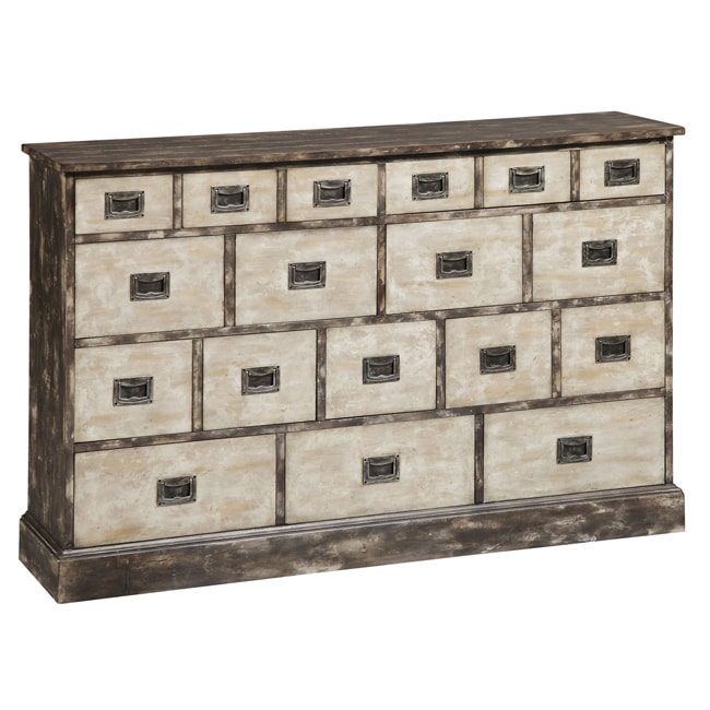 Hand-painted Distressed Brown/ Cream Accent Chest