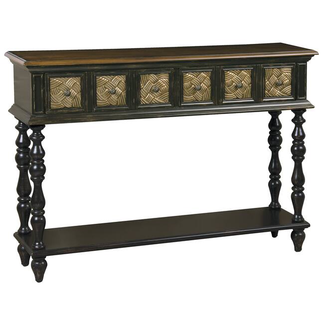 Hand-painted Distressed Brown Accent Console Table