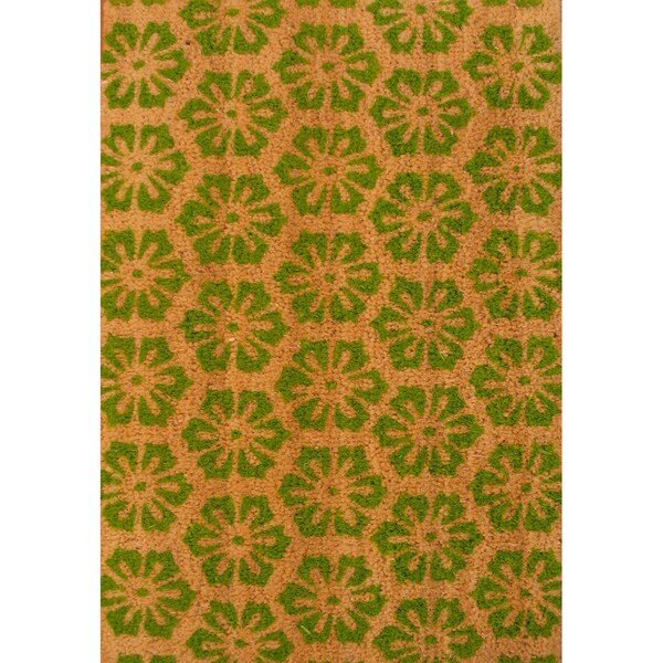 Cocoa Matting 'Green Burst' Tan Door Mat (16 x 24)