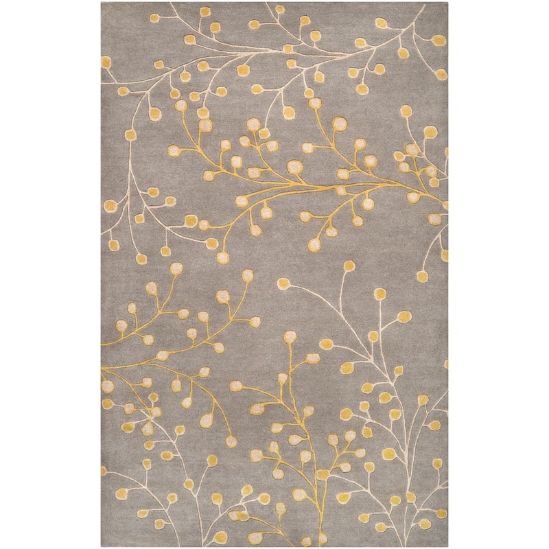 Sakura Handmade Transitional Floral Wool Area Rug - 4' x 6' - Mustard - Runner/Rectangle