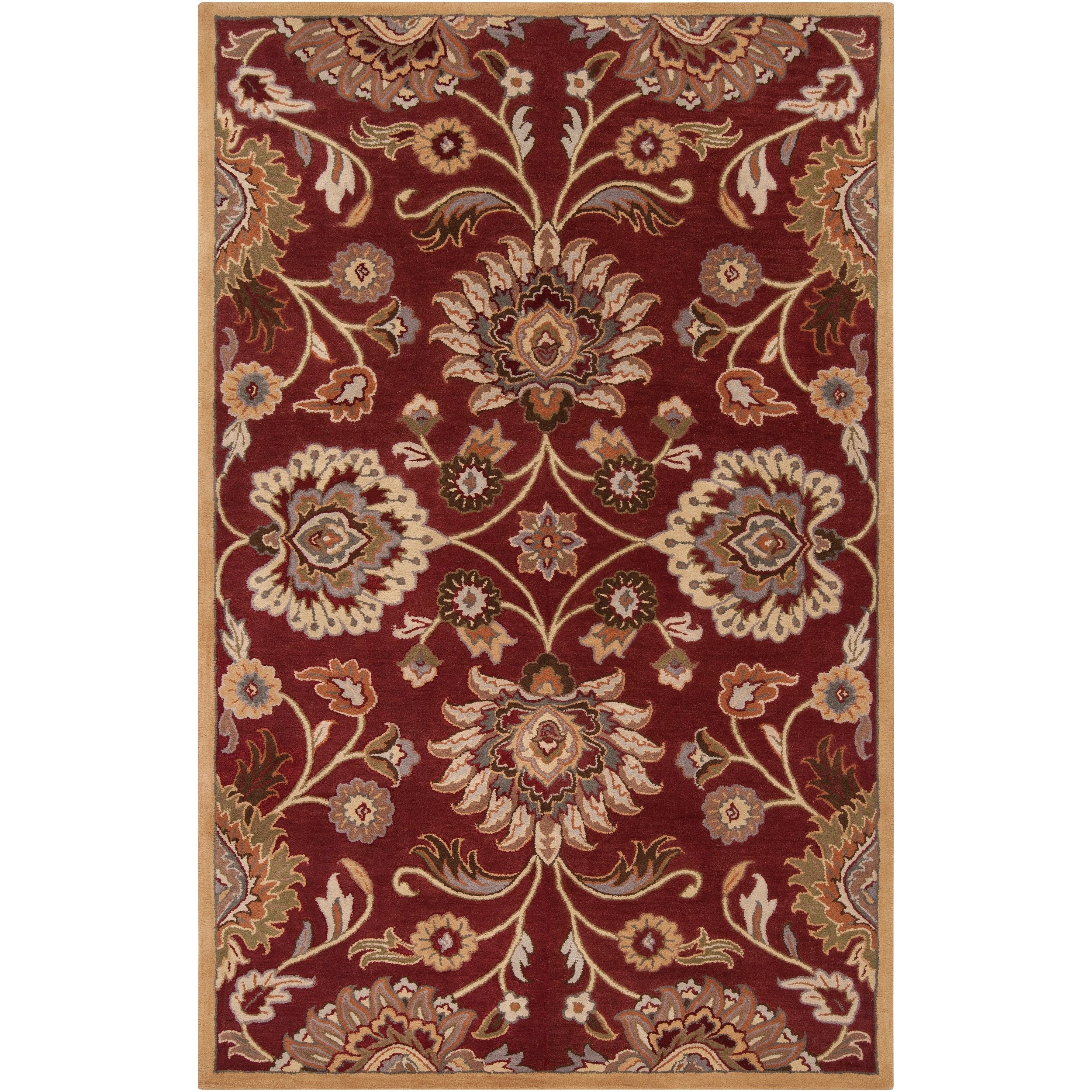 Floral Hand tufted Red Kiser Wool Rug (5 X 8)