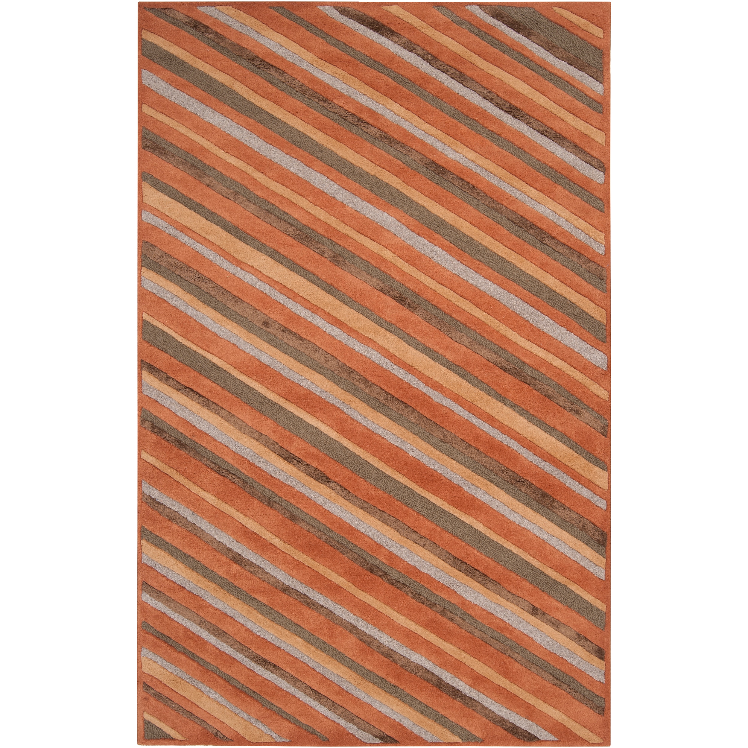 Candice Olson Hand tufted Brown Cane Diagonal Stripes Wool Rug (9 X 13)