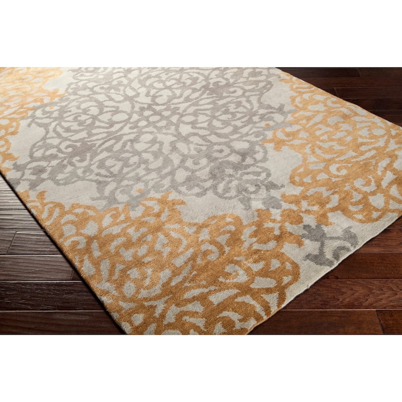 Hand-knotted Gray Castle New Zealand Wool Area Rug - 8' x 11' - 8' x 11' - 8' x 11' - Grey